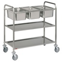 Carretilla de servicio acero inoxidable, 3x GN 1/1 + 2 niveles