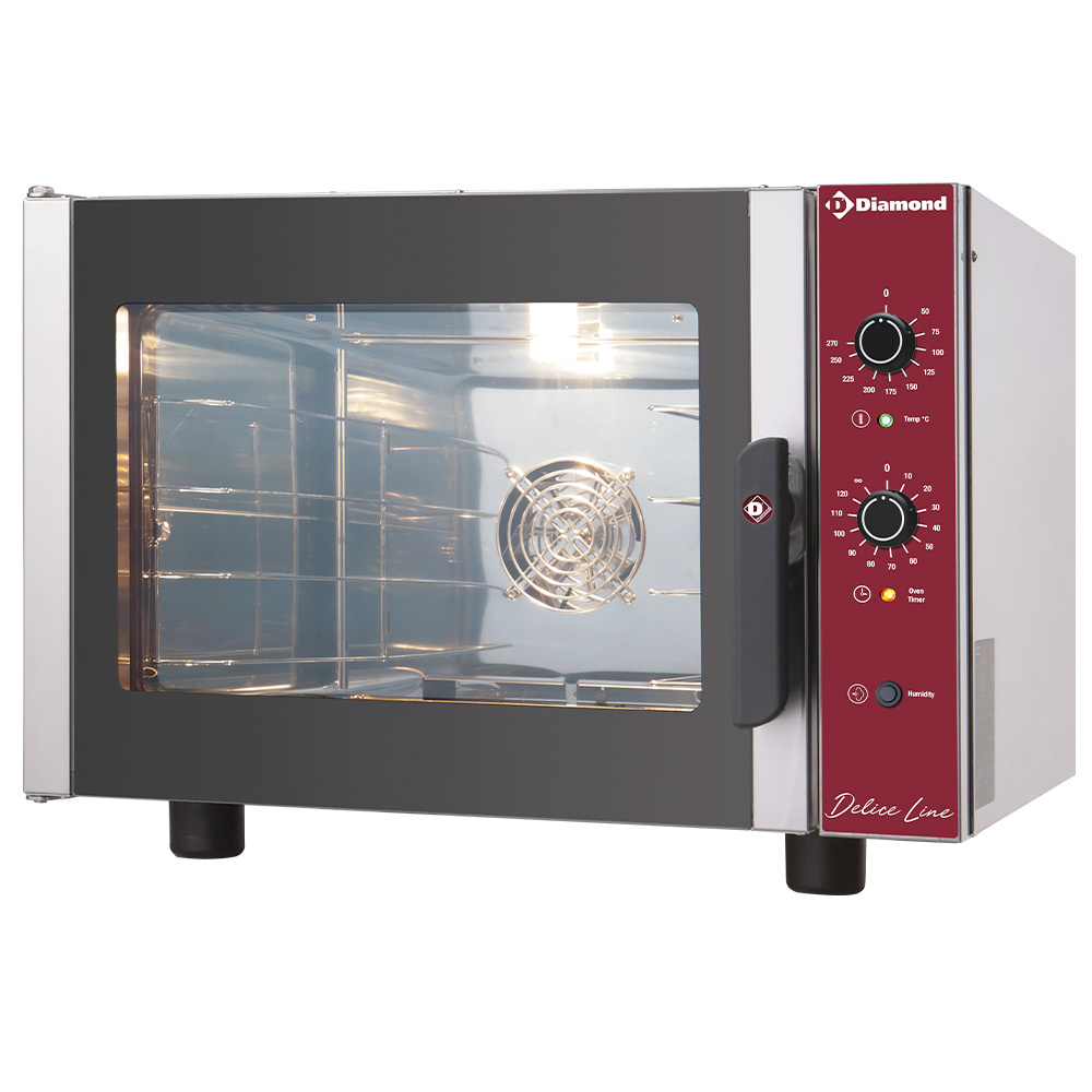 Horno de convexión eléctrico 4x 460x340 mm + umidificador manual