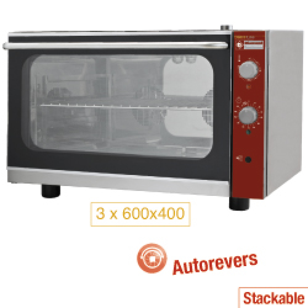 Horno de convexión eléctrico 3x 600x400 mm + umidificador manual