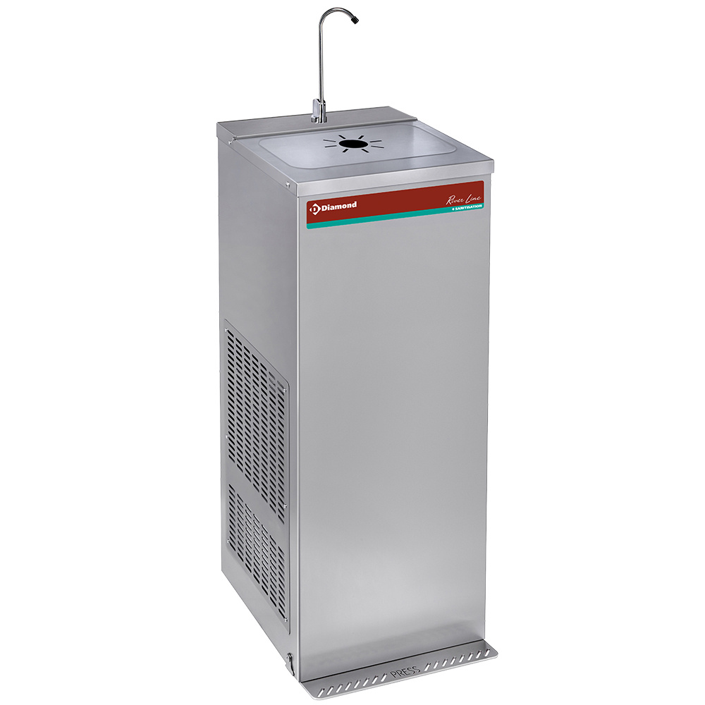 Fuente refrigerada a pedal, acero inoxidable, 35 litros/hora