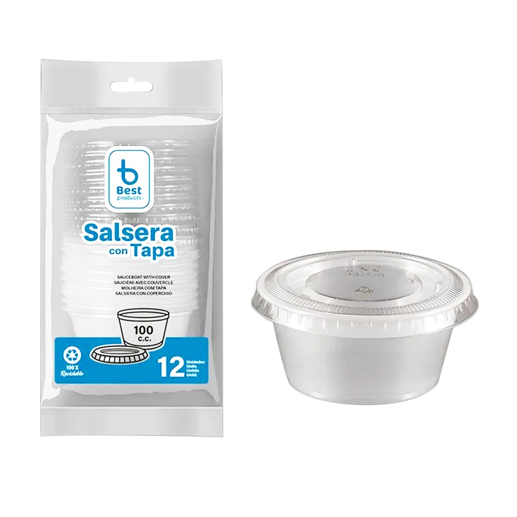 [5142] PLASTICO/CATERING SALSERA C/TAPA 100CC (Caja 12X144)