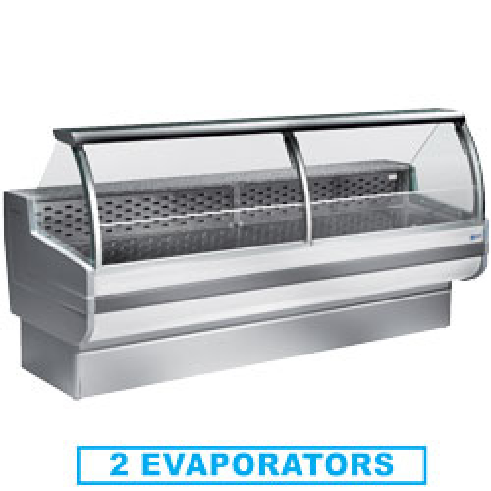 Mostrador vitrina refrigerada cristal curvado, con reserva