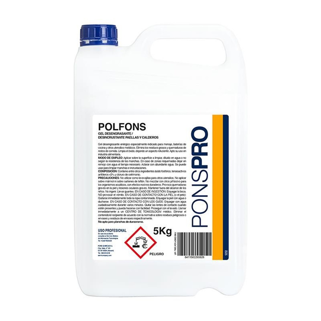 DESENGRASANTE PAELLAS Y CALDEROS G5KG POLFONS (Caja 4u)