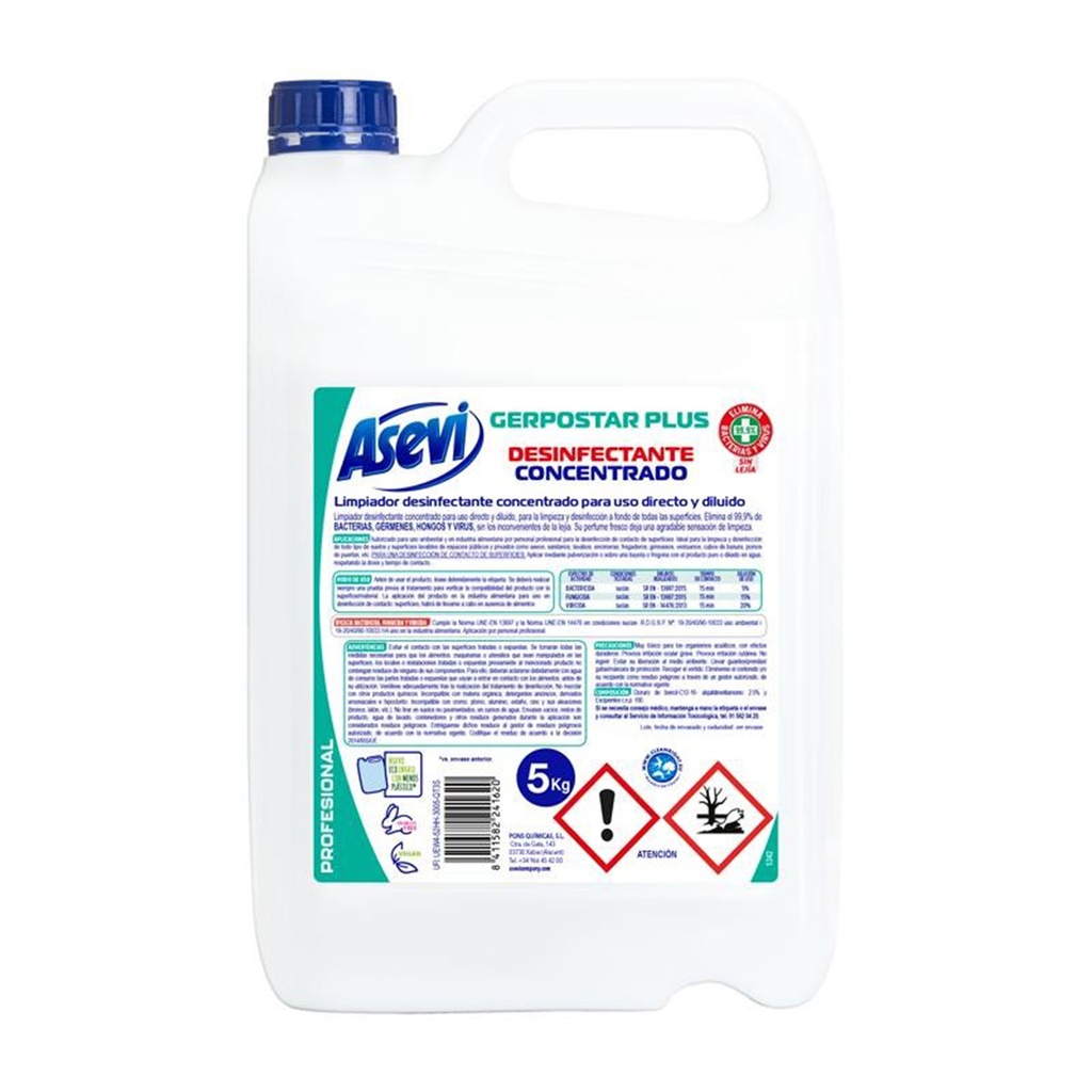 LIMPIADOR DESINFECTANTE GERPOSTAR G5L (Caja 4u)