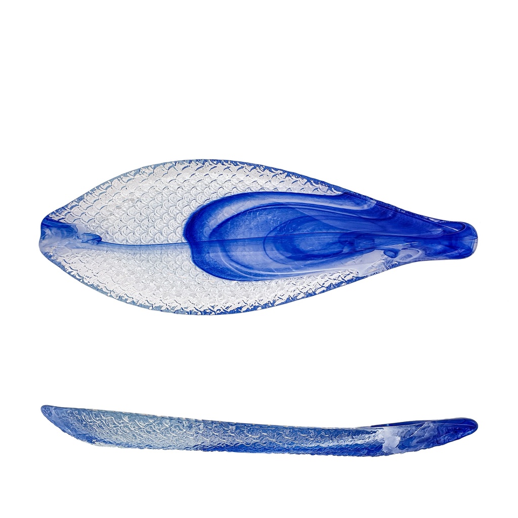 [4892] LONGBEACH PLATO PESCADO 38X17 ALABASTRO AZUL (Caja 4u)