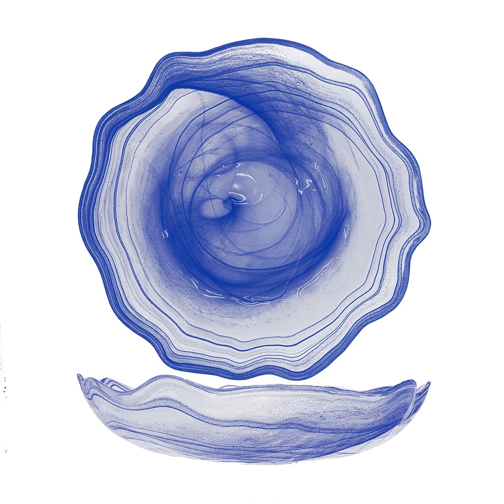 [4887] AMORF HONDO PLATO 21CM ALABASTRO AZUL (Caja 5u)