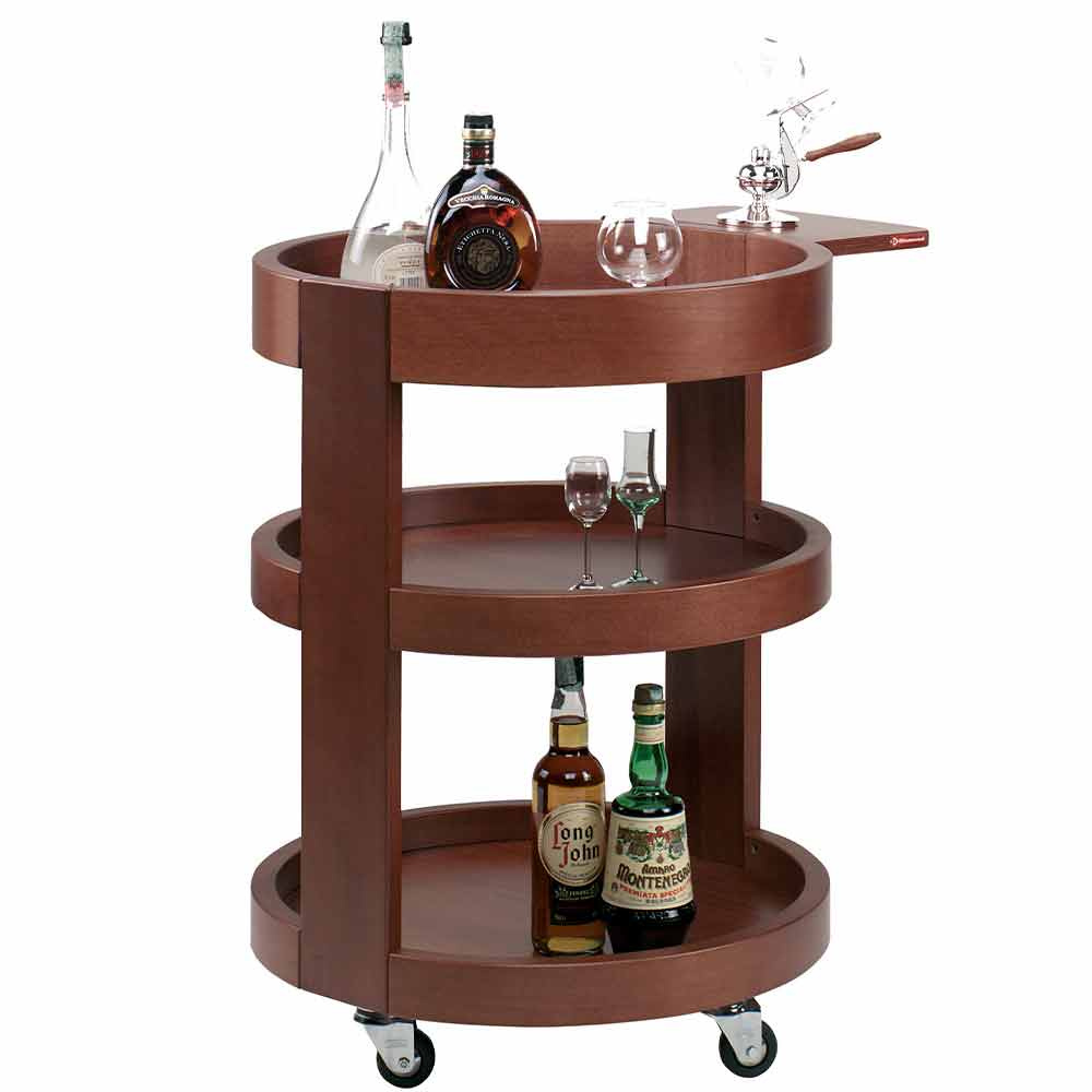 Carretilla redonda para botellas, 3 niveles en madera "nogal"