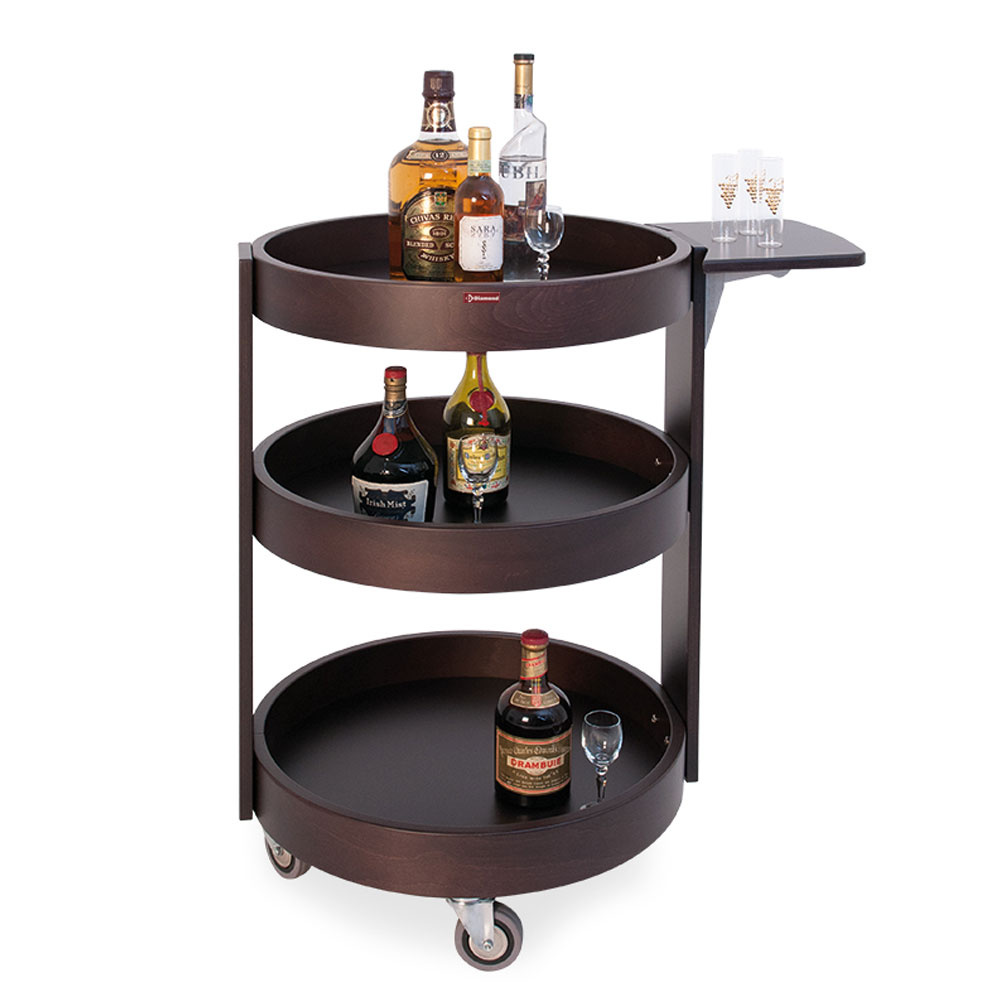 Carretilla redonda para botellas, 3 niveles en madera "wengé"