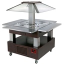 Isla buffet - barra de ensaladas, refrigerada, 4x GN1/1-150 (Madera Wengé)