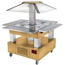 Isla buffet - Salad bar mural refrigerado, cupola motorizada 4x GN1 / 1-150 (Madera roble claro)