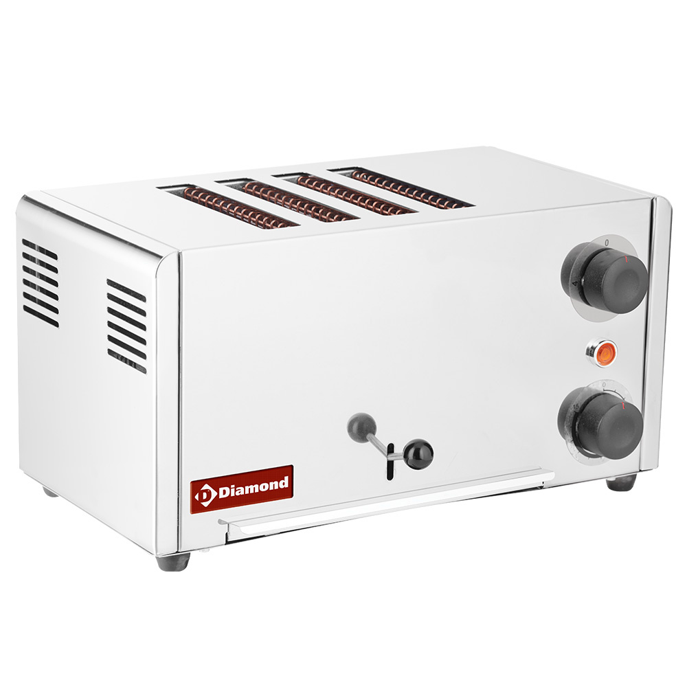 Tostador de pan eléctrico, 4 piezas - Acero Inoxidable