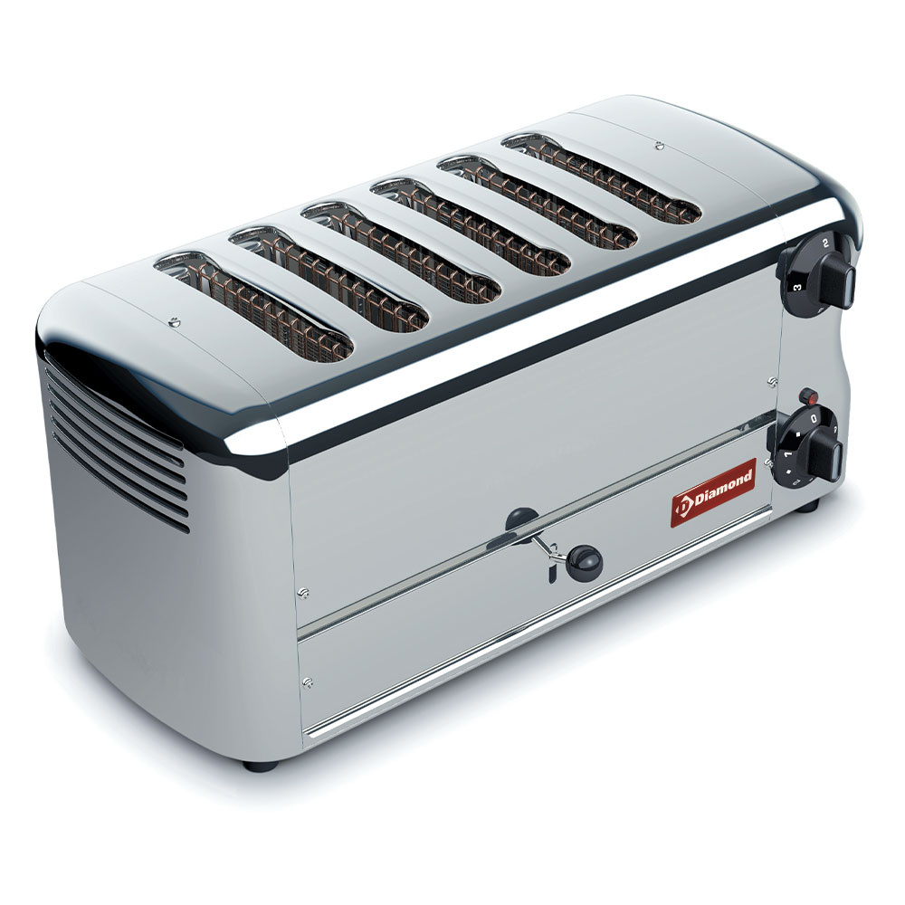 Tostador de pan eléctrico, 6 piezas - Silver