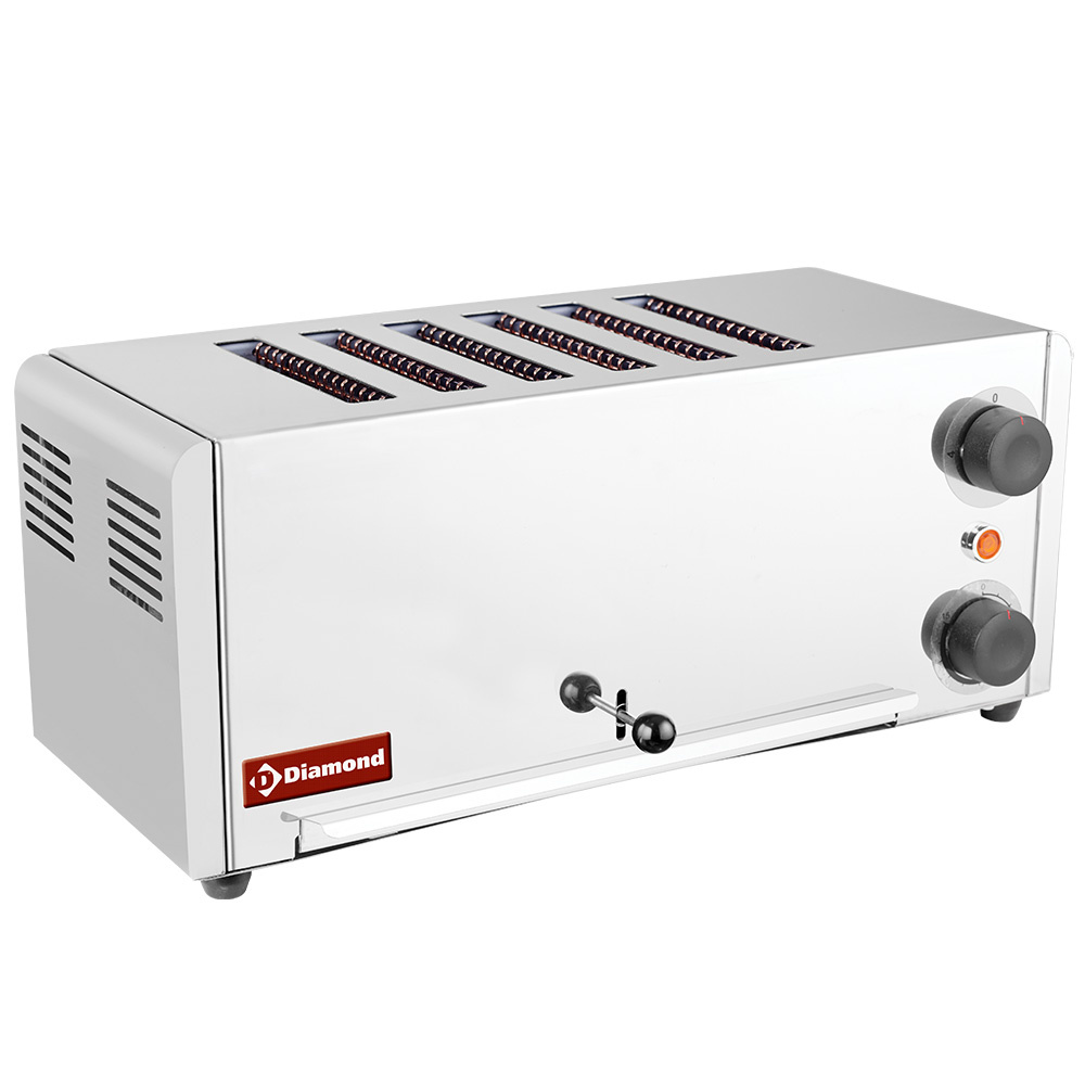 Tostador de pan eléctrico, 6 piezas - Acero inoxidable.