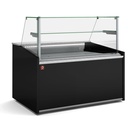 Mostrador de vitrina neutro, vidrio alto, con almacenamiento neutro - NEGRO