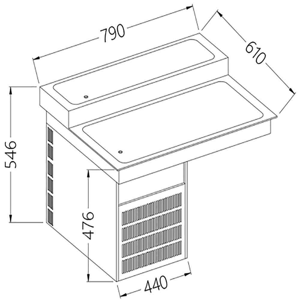 Elemento top refrigerado, 2 niveles, 2x GN 1/1