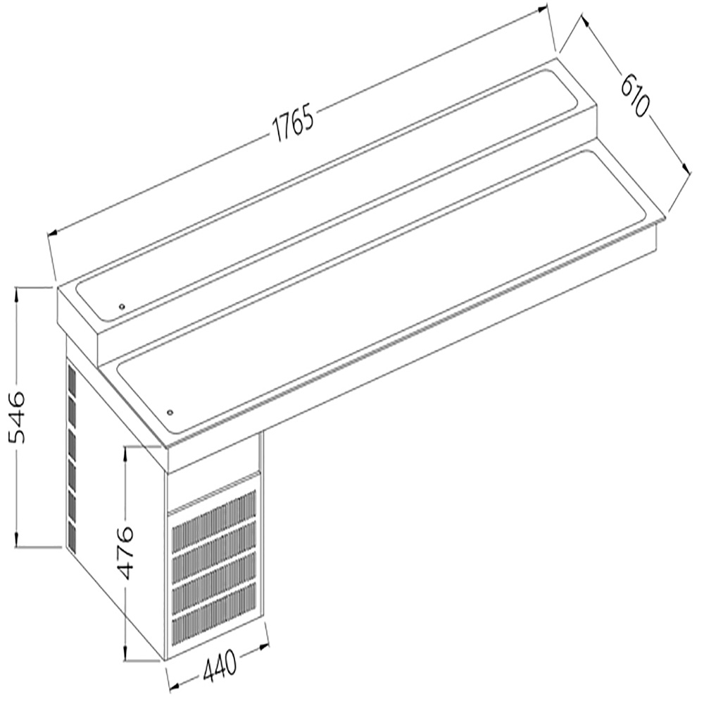 Elemento top refrigerado, 2 niveles, 5x GN 1/1