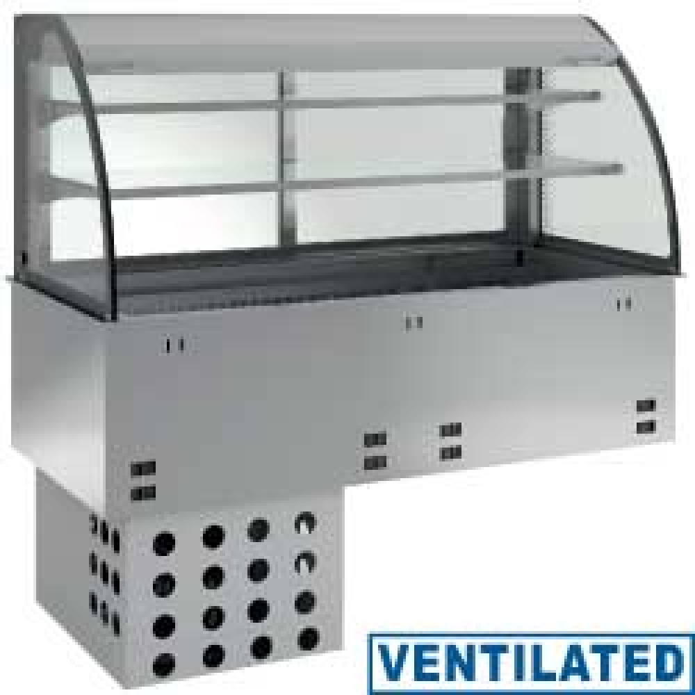 Elemento cuba y vitrina sobre 2 niveles abierta (con cortina), refrigeradas, ventiladas, 4x GN 1/1