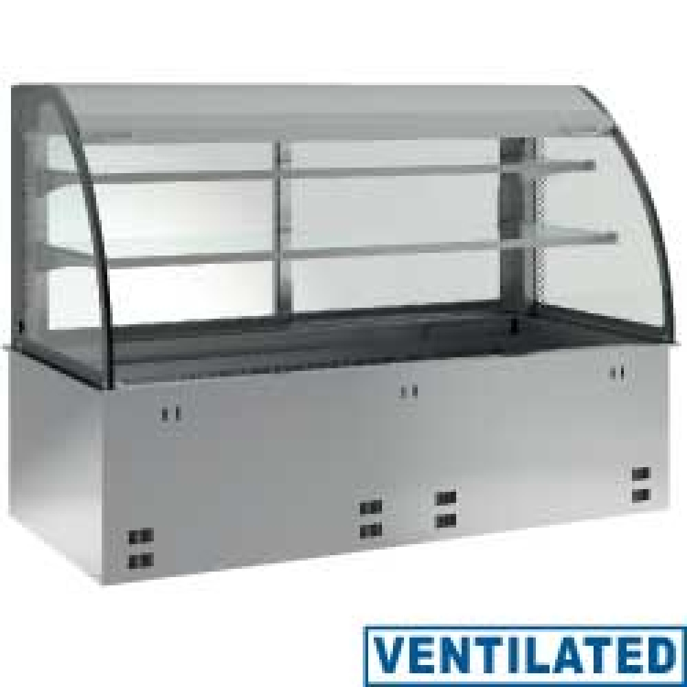 Elemento cuba y vitrina sobre 2 niveles abierta (con cortina), refrigeradas, ventiladas, 5x GN 1/1 (sin unidad hermética)
