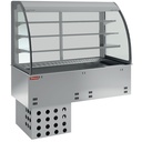 Elemento cuba y vitrina sobre 3 niveles abierta (con cortina), refrigeradas, ventiladas, 4x GN 1/1