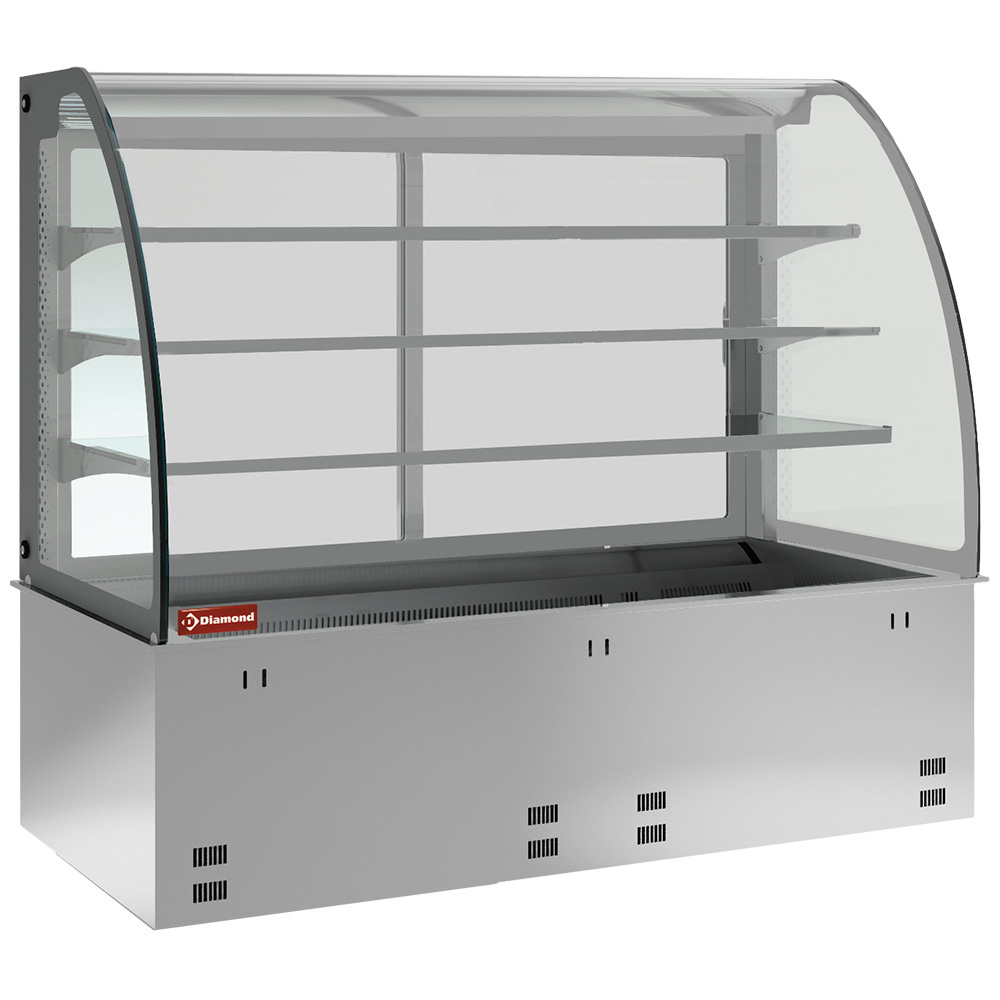 Elemento cuba y vitrina sobre 3 niveles cerrada, refrigeradas, ventiladas, 5x GN 1/1 (sin unidad hermética)
