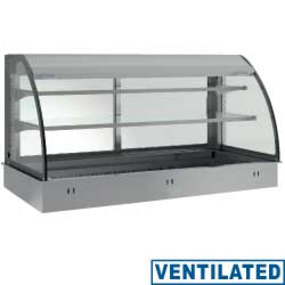 Elemento top y vitrina sobre 2 niveles abierta (con cortina), refrigerados, ventilados, 3x GN 1/1 (sin unidad hermética)