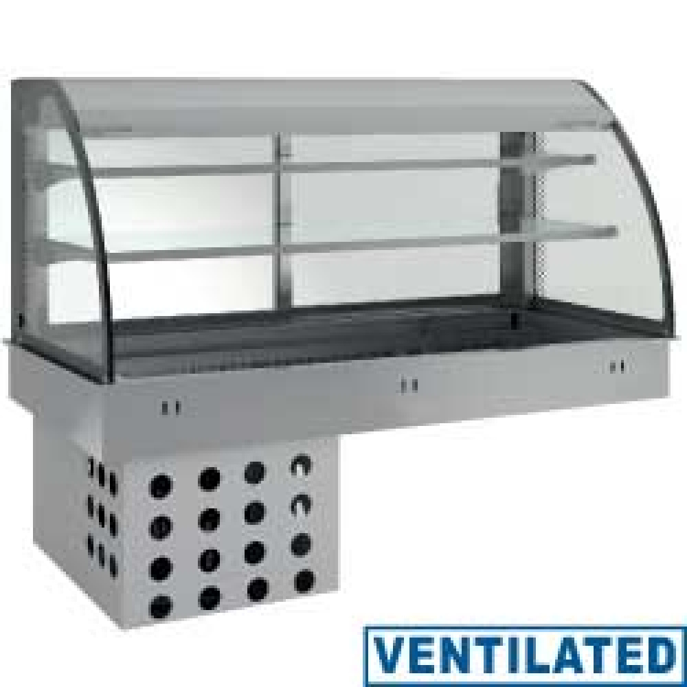 Elemento top y vitrina sobre 2 niveles abierta (con cortina), refrigerados, ventilados, 5x GN 1/1
