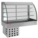Elemento top y vitrina sobre 3 niveles abierta (con cortina), refrigerados, ventilados, 2x GN 1/1