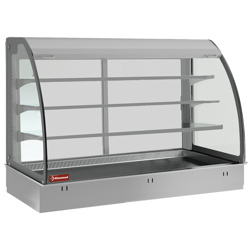 Elemento top y vitrina sobre 3 niveles abierta (con cortina), refrigerados, ventilados, 3x GN 1/1 (sin unidad hermética)