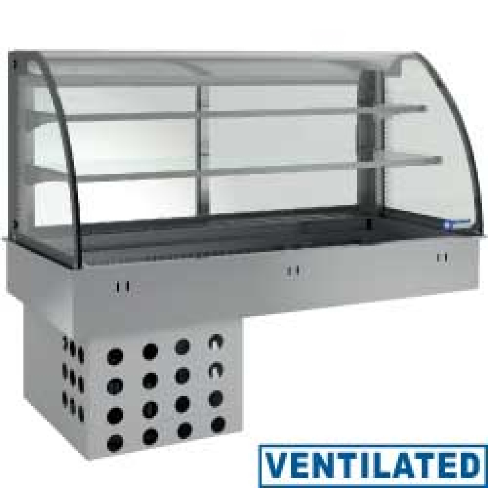 Elemento top y vitrina sobre 2 niveles cerrada, refrigerados, ventilados, 3x GN 1/1