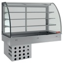 Elemento top y vitrina sobre 3 niveles cerrada, refrigerados, ventilados, 2x GN 1/1