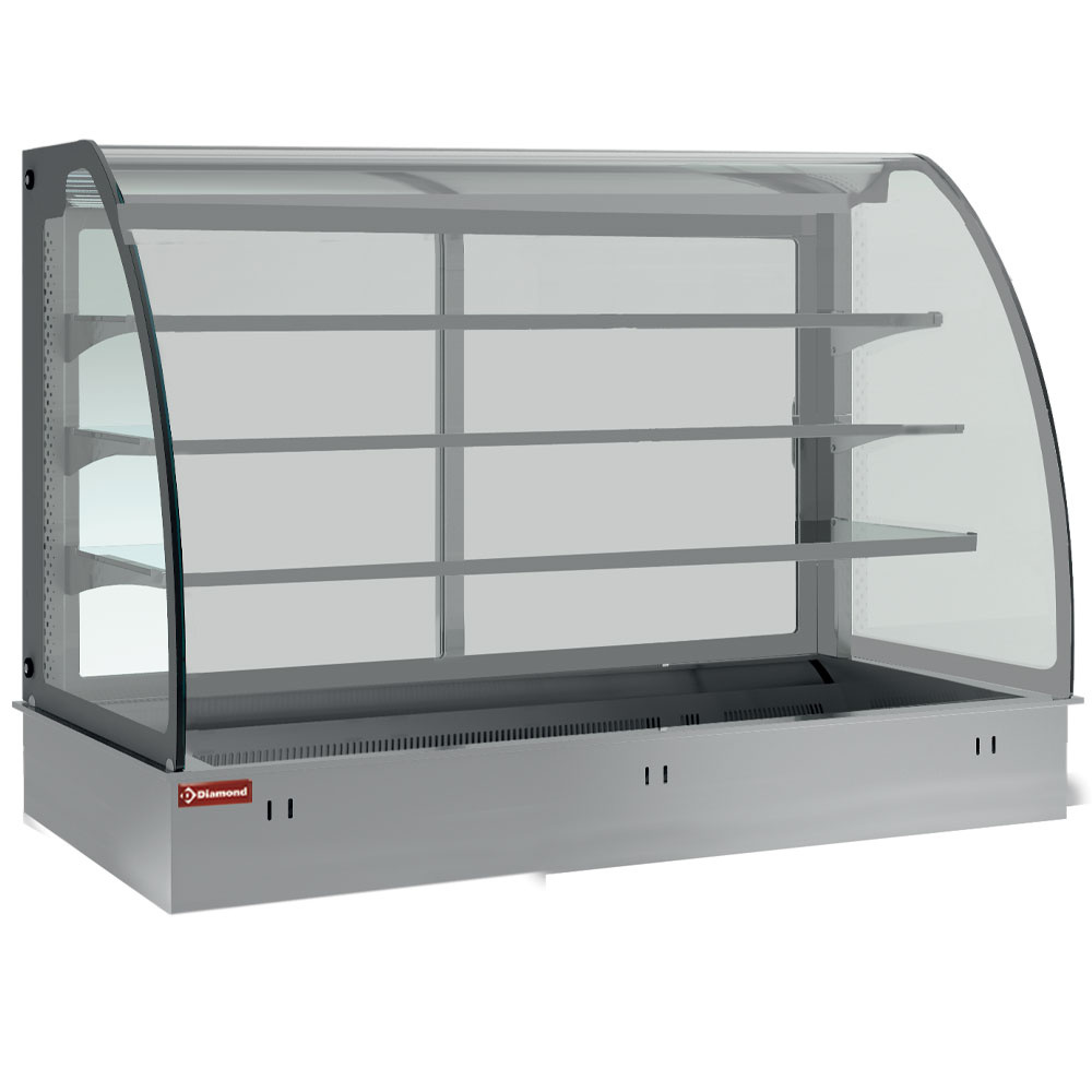 Elemento top y vitrina sobre 3 niveles cerrada, refrigerados, ventilados, 4x GN 1/1 (sin unidad hermética)