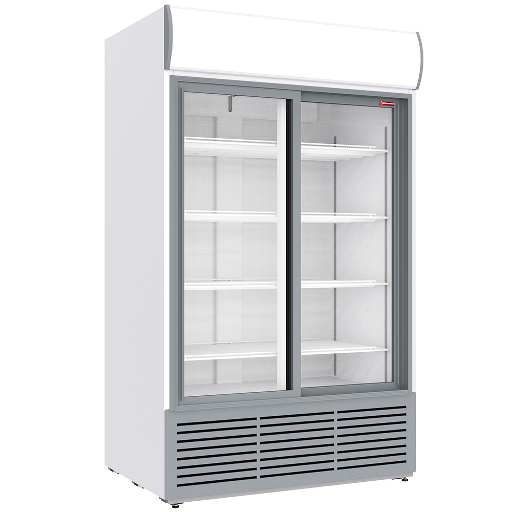Vitrina refrigerada positiva 1230 litros, caja luminosa, 2 puertas correderas - BLANCA