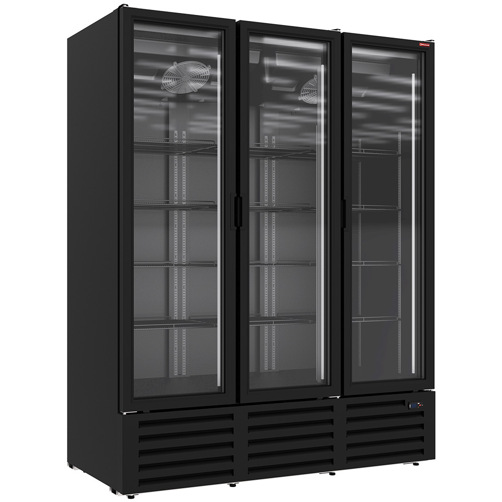 Vitrina refrigerada positiva 1455 litros, 3 puertas batientes - NEGRO