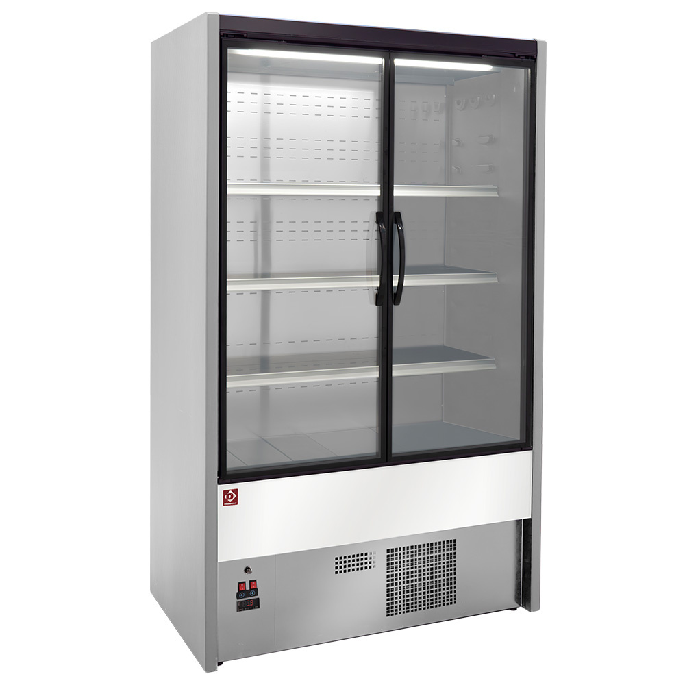 Mueble mural refrigerado, puertas batientes - GRIS / BLANCO