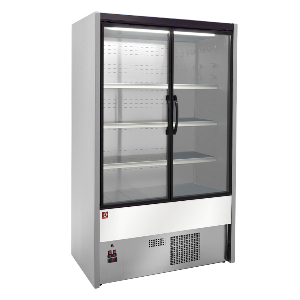 Mueble mural refrigerado, puertas batientes - GRIS / BLANCO