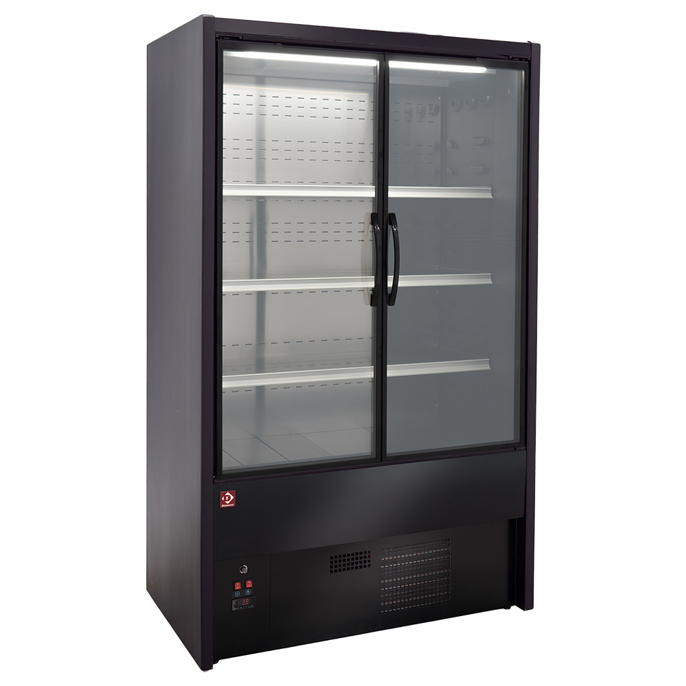 Mueble mural refrigerado, puertas batientes - NEGRO