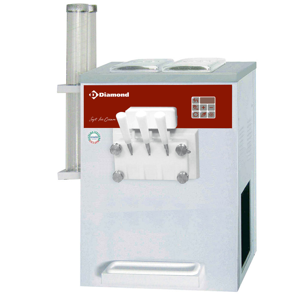 Máquina soft ice-cream, 2 gustos + empenachador, 13,5 Kg/h, condens. de aire