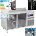 Mesa frigorífica "mural" ventilada, 2 puertas en vidrio GN 1/1, 260 litros