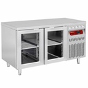 Mesa frigorífica ventilada, 2 puertas en vidrio GN 1/1, 260 Lit.
