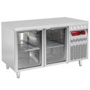 Mesa frigorífica ventilada, 2 puertas en vidrio GN 1/1, 260 Lit.