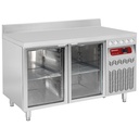 Mesa frigorífica "mural" ventilada, 2 puertas en vidrio GN 1/1, 260 litros