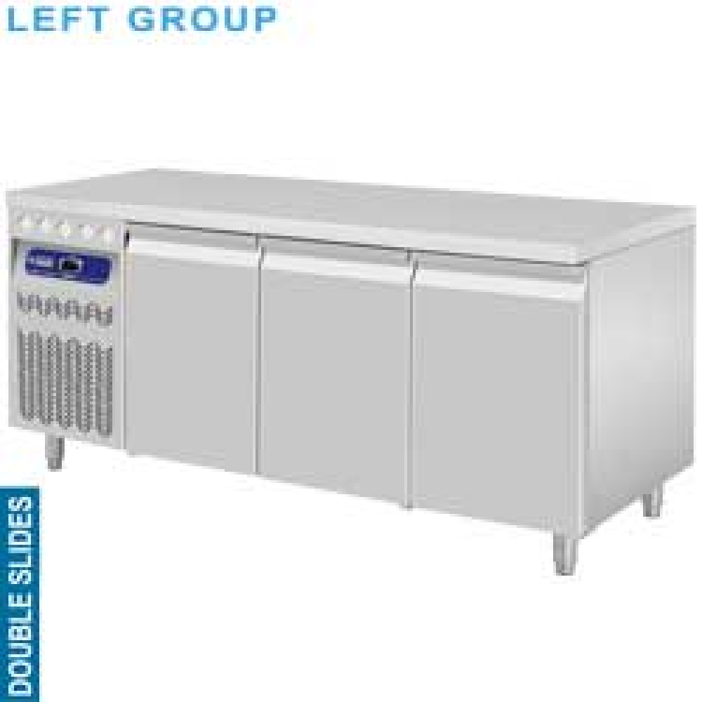 Mesa frigorífica ventilada,  grupo a la izquierda 3 puertas GN 1/1