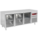 Mesa frigorífica ventilada, 3 puertas en vidrio GN 1/1, 405 Lit.