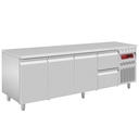 Mesa frigorífica ventilada, 4 puertas GN 1/1, 550 Lit. + Kit de 2 cajones (1/2+1/2 h200mm), para DT.