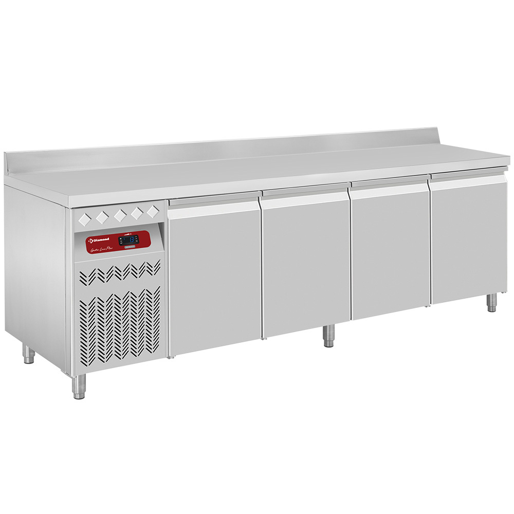 Mesa frigorífica "mural" ventilada, grupo a la izquierda, 4 puertas GN 1/1, 550 litros