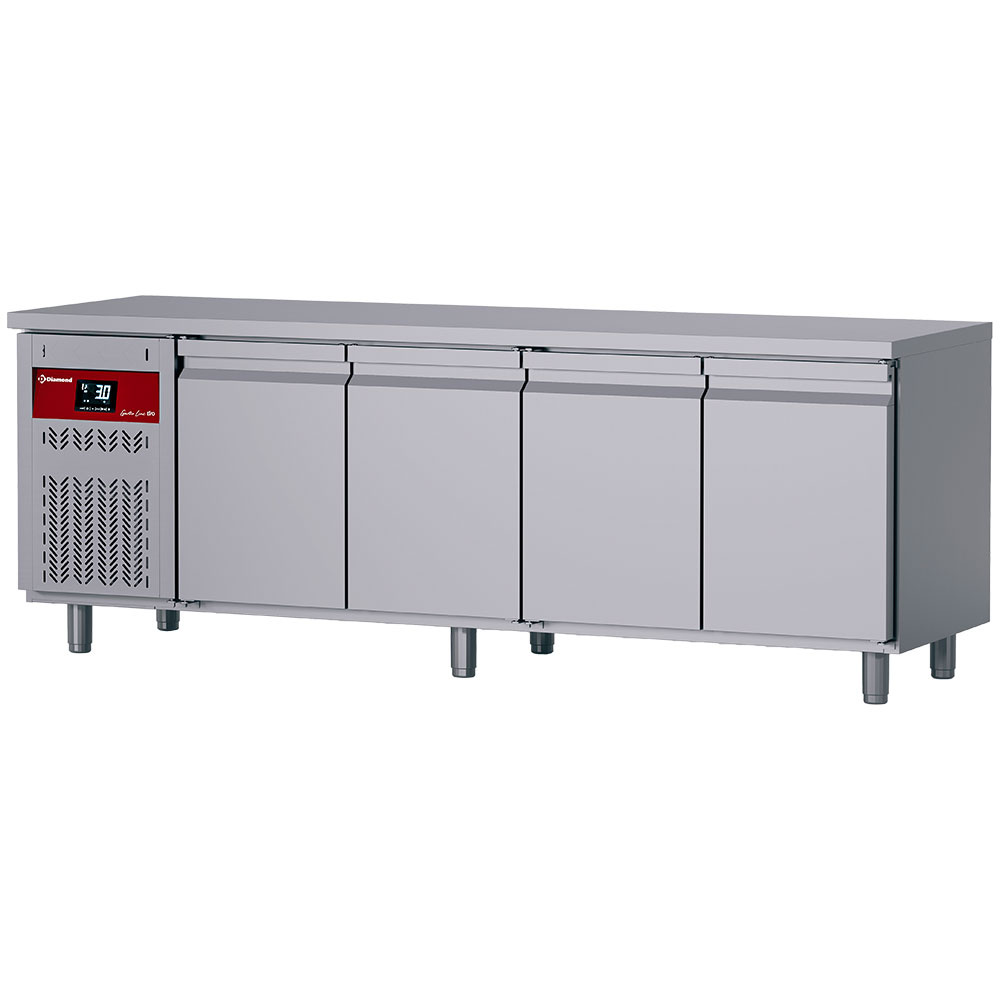 Mesa frigorífica ventilada,  550 Lit. grupo a la izquierda, 4 puertas GN 1/1