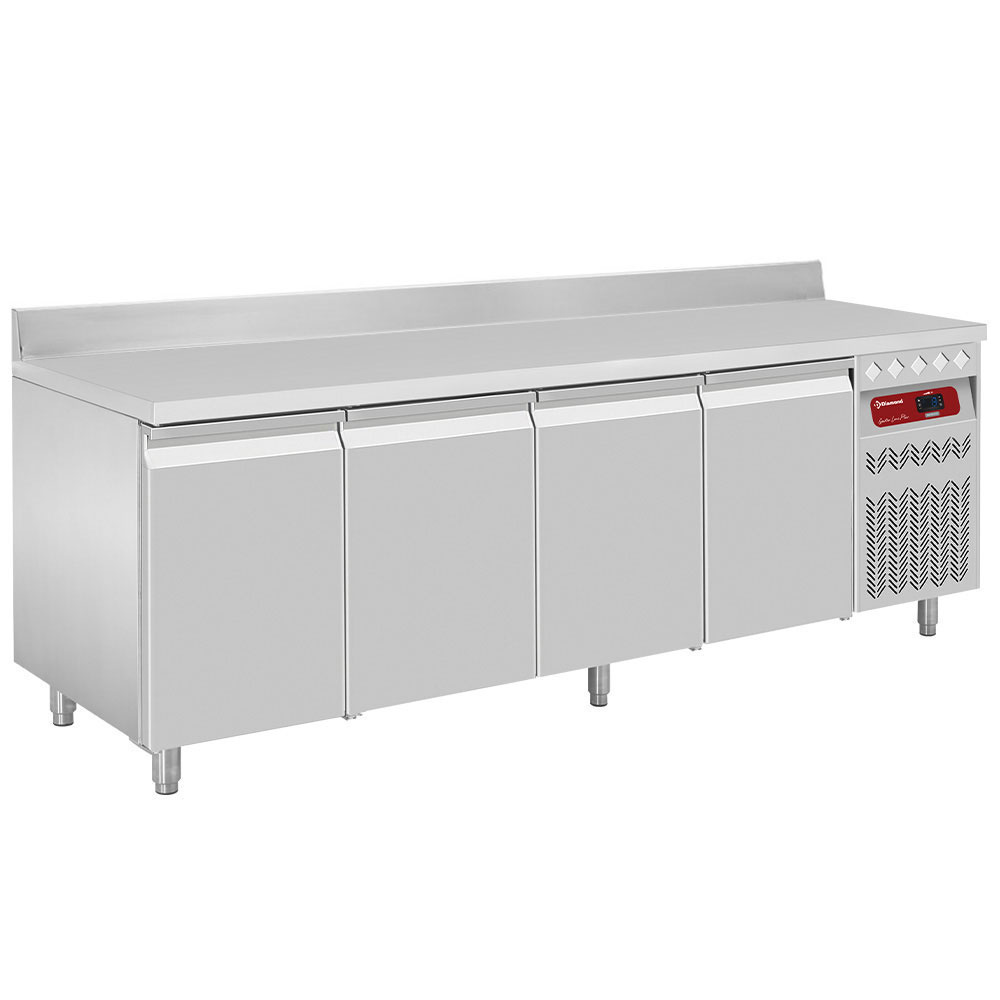 Mesa frigorífica "mural" ventilada, 4 puertas GN 1/1, 550 litros