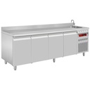 Mesa frigorífica "mural"  con fregadero, 4 puertas GN 1/1 550 Lit.