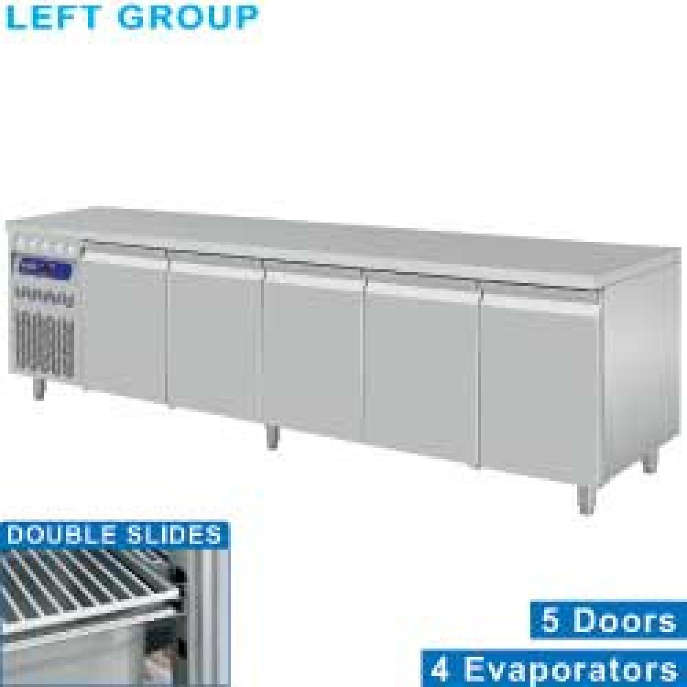 Mesa frigorífica ventilada,  grupo a la izquierda, 5 puertas GN 1/1