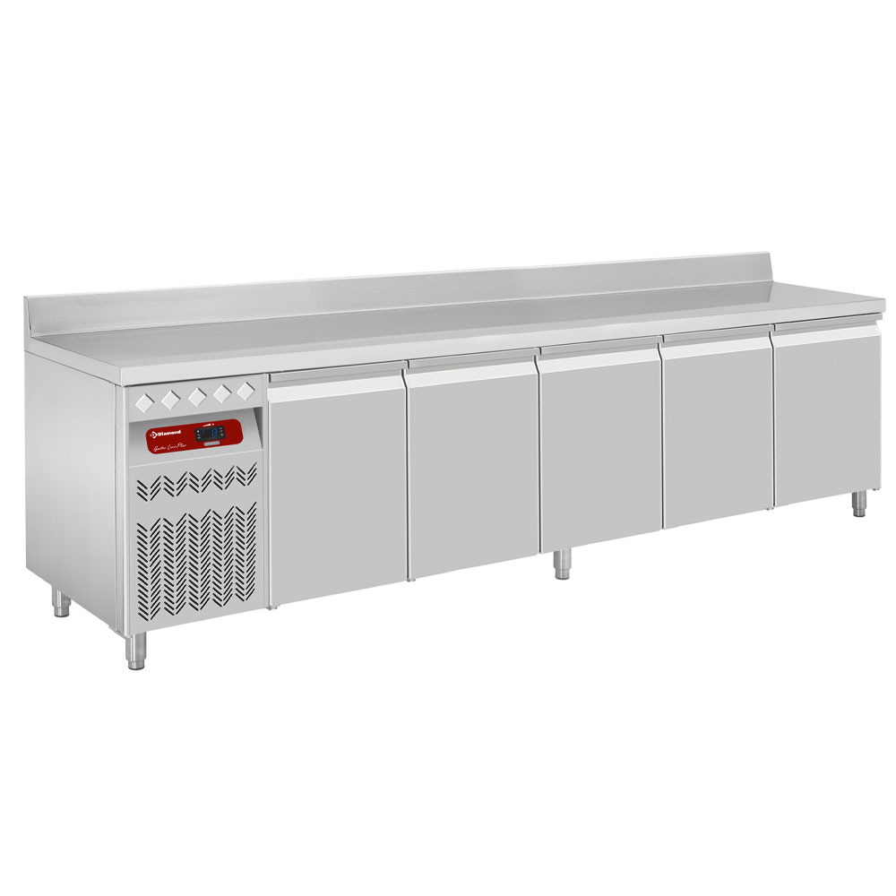 Mesa frigorífica "mural" ventilada, grupo a la izquierda, 5 puertas GN 1/1, 700 litros